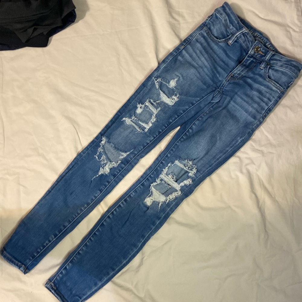 American Eagle Distressed  Next Level Stretch Denim Jean Jeggings Women's 0